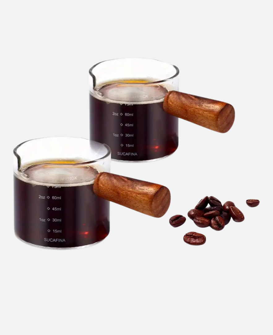 Glass Espresso Shot Glass with Wooden Handle